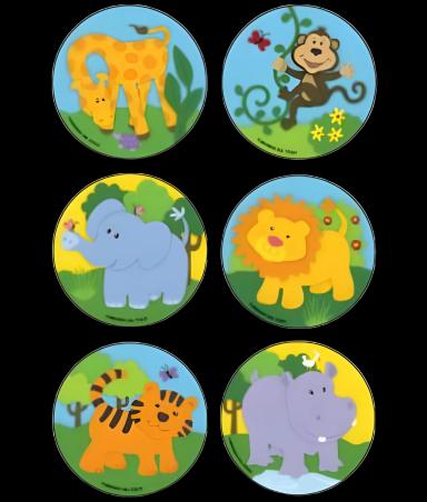 Kids Love Stickers® 90 per Pack Baby Zoo Animals , Assorted Sticker 2-1/2 Inch