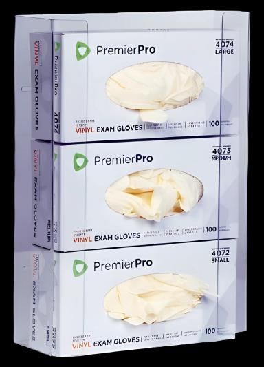 Glove Box Holder PremierPro™ Horizontal or Vertical Mounted 3-Box Capacity Clear 3.8 X 10.8 X 15.4 Inch Plastic