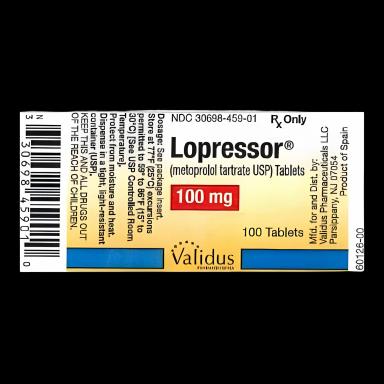 Lopressor Metoprolol Tartrate 100 mg Tablets - Beta-Blocker Treatment