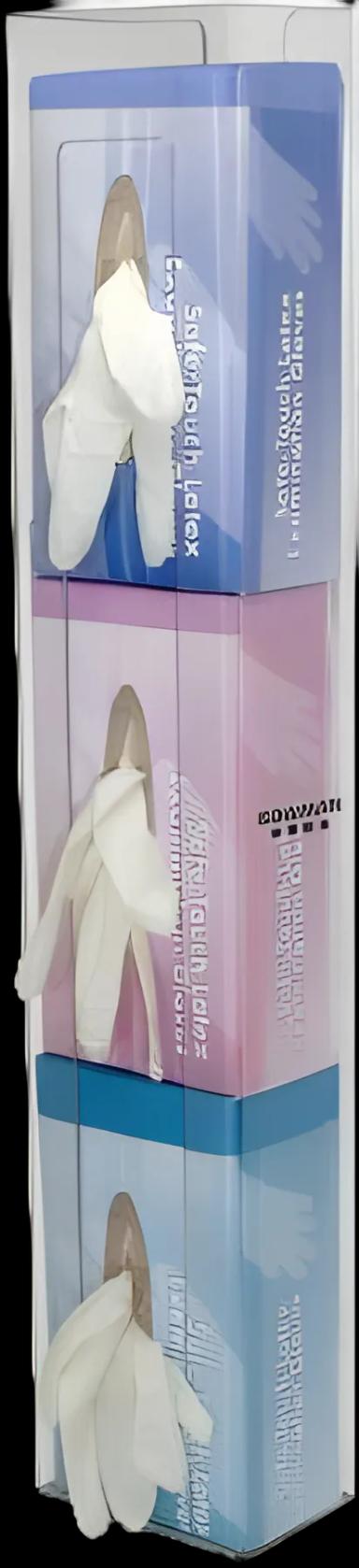 Glove Box Holder Space Saver Horizontal or Vertical Mounted 3-Box Capacity Clear 3-3/4 X 5-3/4 X 30 Inch Plastic