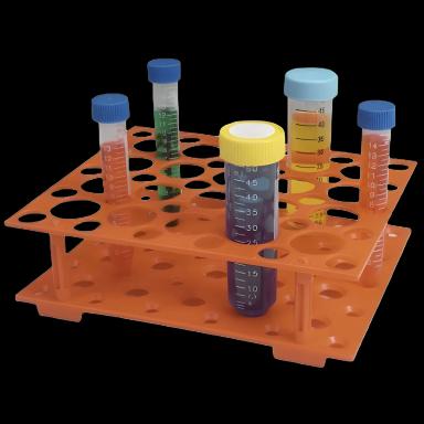 Conical Tube Test Tube Rack for 15/50 mL Tubes, Snap-Together, Orange, Heathrow Scientific