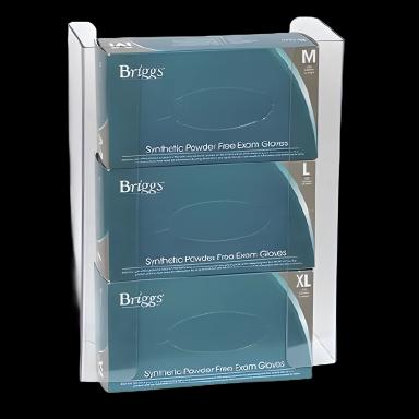 Glove Box Holder Horizontal Mounted 3-Box Capacity Clear 4-1/8 X 11-1/4 X 15-1/2 Inch Plastic