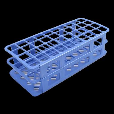 40-Place Polypropylene Test Tube Rack for 5-30 mL Tubes, Blue - Heathrow Scientific