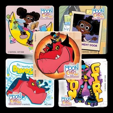 SmileMakers® 100 per Roll Marvel Moon Girl & Devil Dinosaur Sticker 2-1/2 Inch