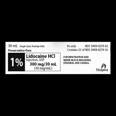 Lidocaine HCl, Preservative Free 1%, 10 mg / mL Injection Single-Dose Vial 30 mL - 00409427902