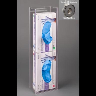 Magnetic Glove Box Holder by Poltex, 2-Box Capacity, Clear PETG Plastic, for Medical & Laboratory Use