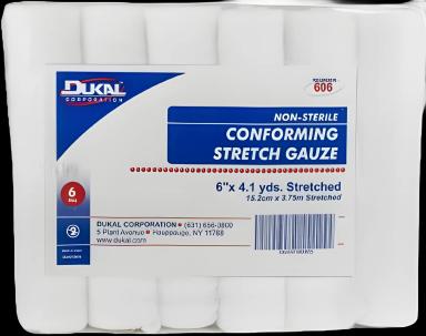 Conforming Bandage Dukal™ 6 Inch X 4-1/10 Yard 6 per Pack NonSterile 8-Ply Roll Shape