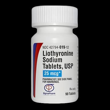 Liothyronine Sodium 25 mcg Tablets for Thyroid Support - 90 Count Bottle