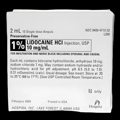 Lidocaine HCl, Preservative Free 1%, 10 mg / mL Injection Ampule 2 mL - 00409471332