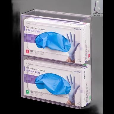 Wall Mounted Glove Box Holder - 2-Box Capacity, Clear PETG Plastic, ADA Compliant - Poltex 2GBST-W