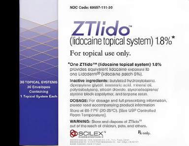 Ztlido Lidocaine 1.8% Patch for Pain Relief - 30 Topical Systems