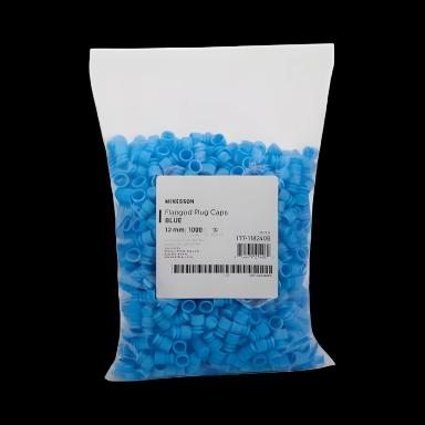 McKesson Polyethylene Flanged Plug Cap, Blue, 13mm - For Blood Drawing & Culture Tubes