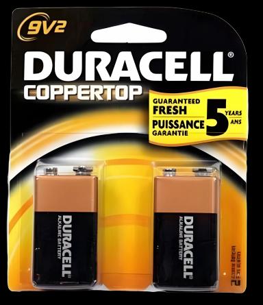 Alkaline Battery Duracell® Coppertop® 9V Cell 9V Disposable 2 Pack - MN1604B2Z