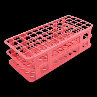 Foldable 60-Place Test Tube Rack for 5-15 mL Tubes, Red Polypropylene