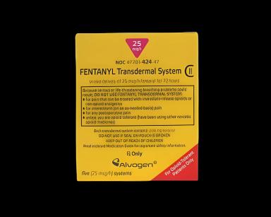 Fentanyl 25 mcg/h Transdermal Patch - 72 Hour Pain Relief, 5 Pack by Alvogen