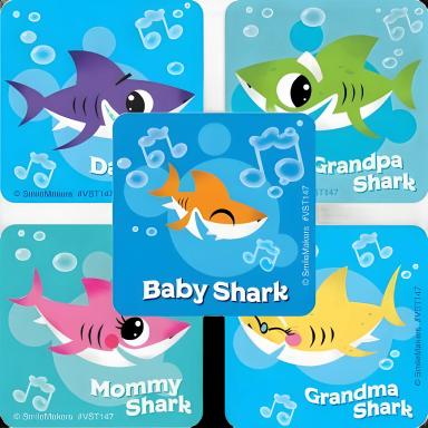 Value Stickers™ 250-Roll Baby Shark Stickers 1.625 Inch for Pediatric Patient Reward