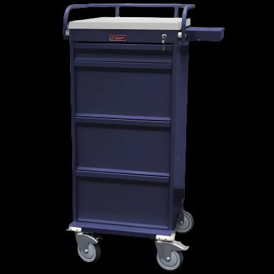 Medication Cart Mini-Line Steel 25 X 42.5 X 22 Inch Navy Blue One 3 Inch, Two 9.75 Inch, One 9.75 Inch Drawers