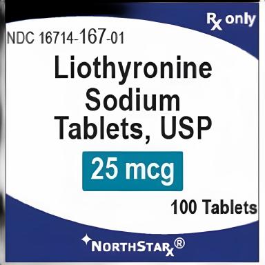 Liothyronine Sodium 25 mcg Tablet Bottle 100 Tablets - 16714016701